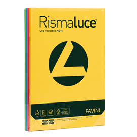 Carta rismaluce 200gr a4 125fg assortito in 8 colori favini